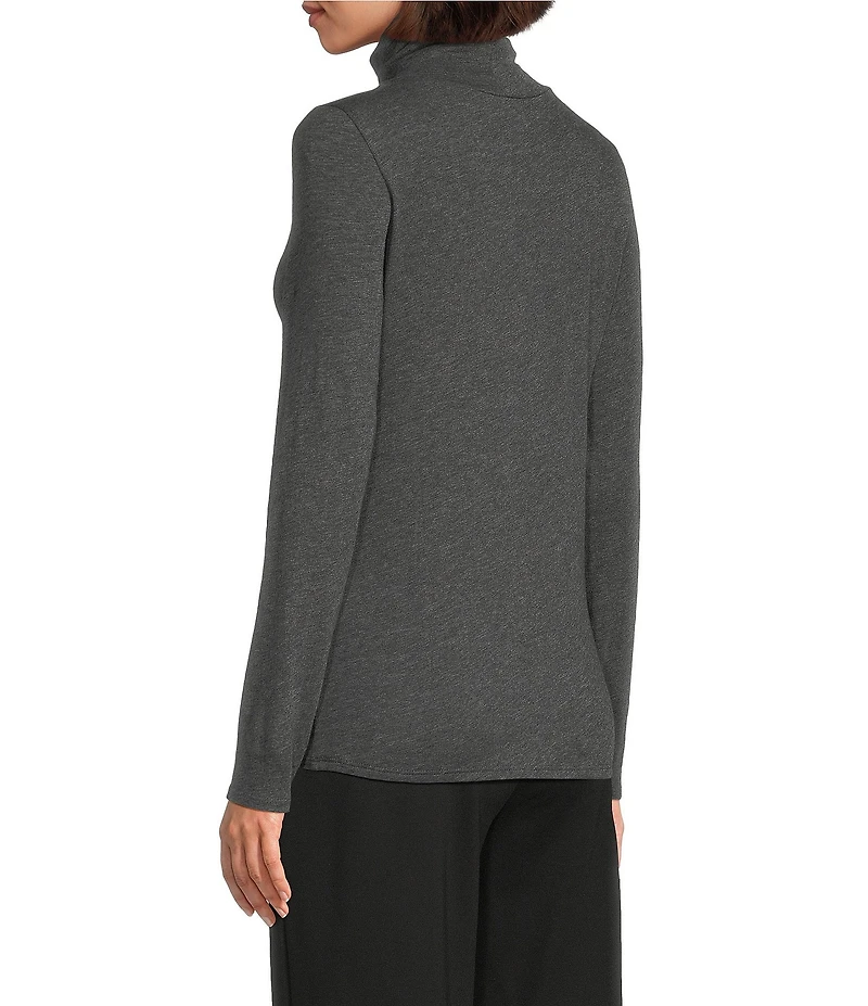 Eileen Fisher Organic Cotton Blend Melange Knit Turtleneck Long Sleeve Top