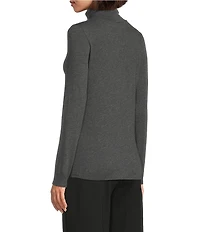 Eileen Fisher Organic Cotton Blend Melange Knit Turtleneck Long Sleeve Top