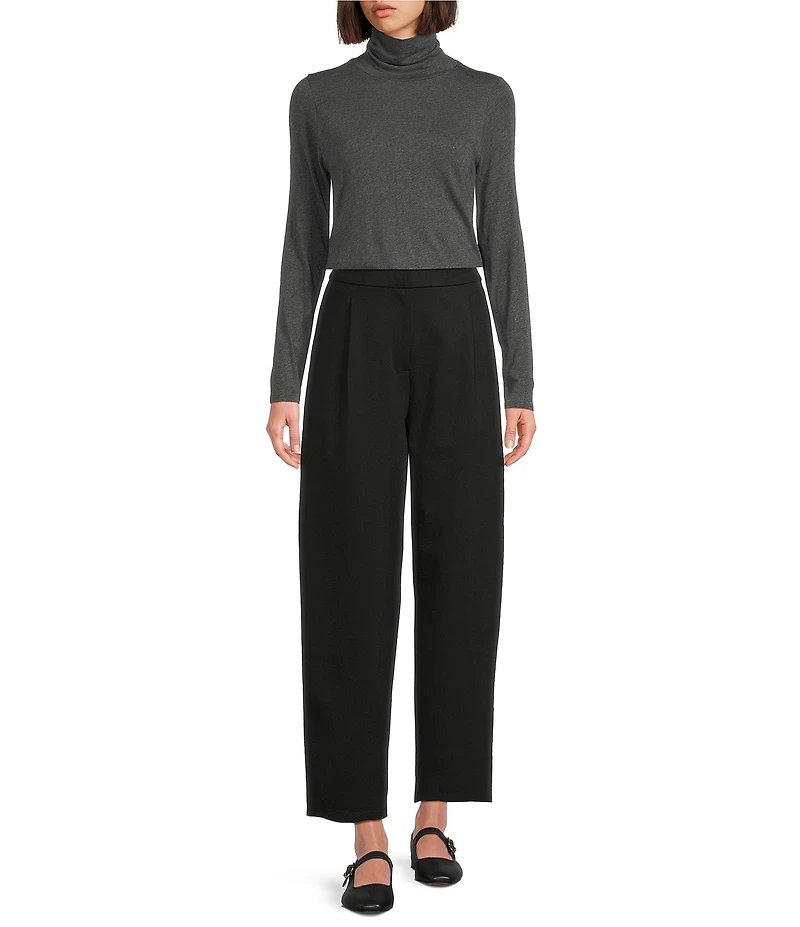 Eileen Fisher Organic Cotton Blend Melange Knit Turtleneck Long Sleeve Top