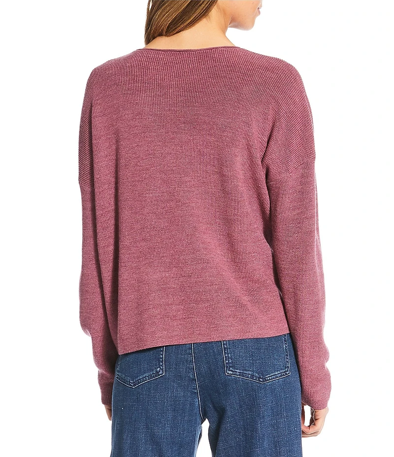 Eileen Fisher Merino Wool Knit Round Neck Long Sleeve Sweater