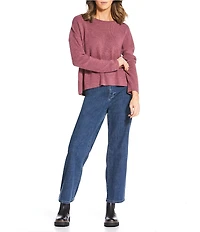 Eileen Fisher Merino Wool Knit Round Neck Long Sleeve Sweater