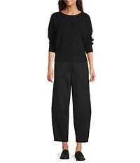 Eileen Fisher Merino Wool Knit Round Neck Long Sleeve Sweater