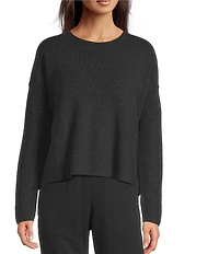 Eileen Fisher Merino Wool Knit Round Neck Long Sleeve Sweater