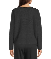Eileen Fisher Merino Wool Knit Round Neck Long Sleeve Sweater