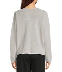 Eileen Fisher Merino Wool Knit Round Neck Long Sleeve Sweater