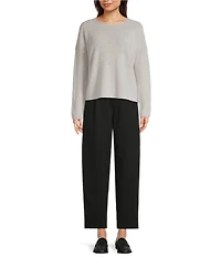Eileen Fisher Merino Wool Knit Round Neck Long Sleeve Sweater