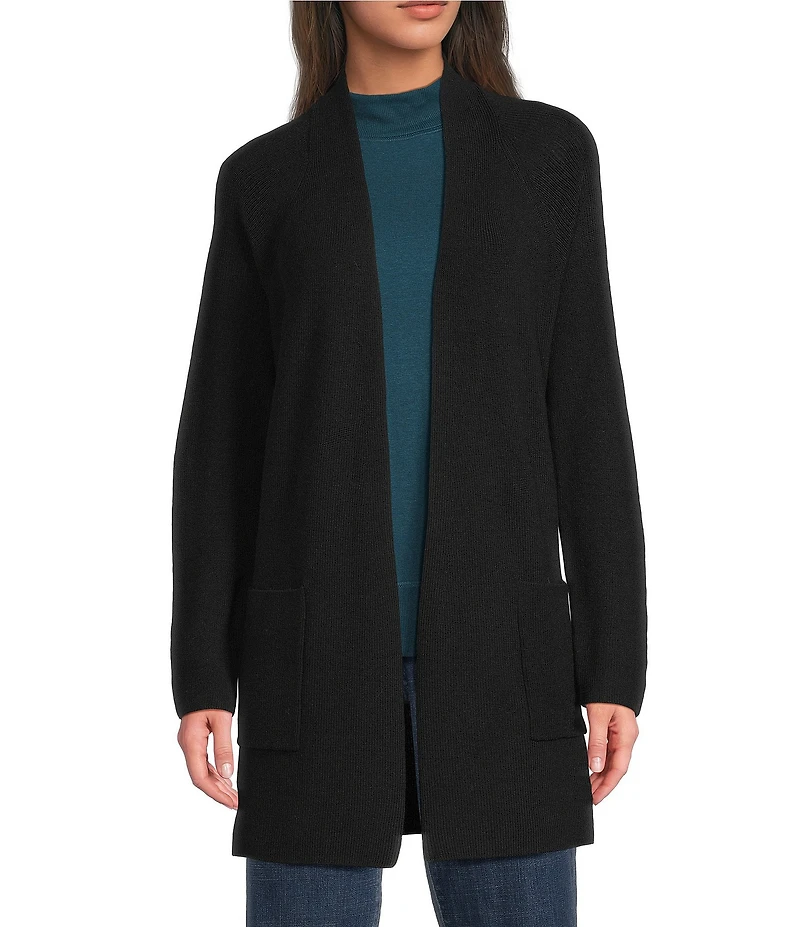 Eileen Fisher Merino Wool Long Sleeve Open Front Cardigan