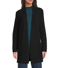 Eileen Fisher Merino Wool Long Sleeve Open Front Cardigan