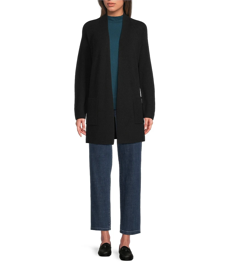 Eileen Fisher Merino Wool Long Sleeve Open Front Cardigan