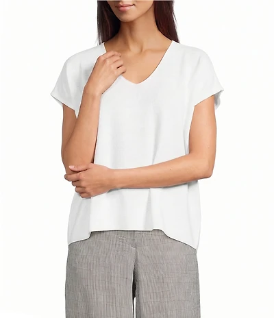 Eileen Fisher Oragnic Knit V-Neck Short Sleeve Tee