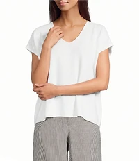 Eileen Fisher Oragnic Knit V-Neck Short Sleeve Tee