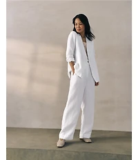 Eileen Fisher Oragnic Linen V-Neck Long Sleeve Wrap Cut-Away Jacket