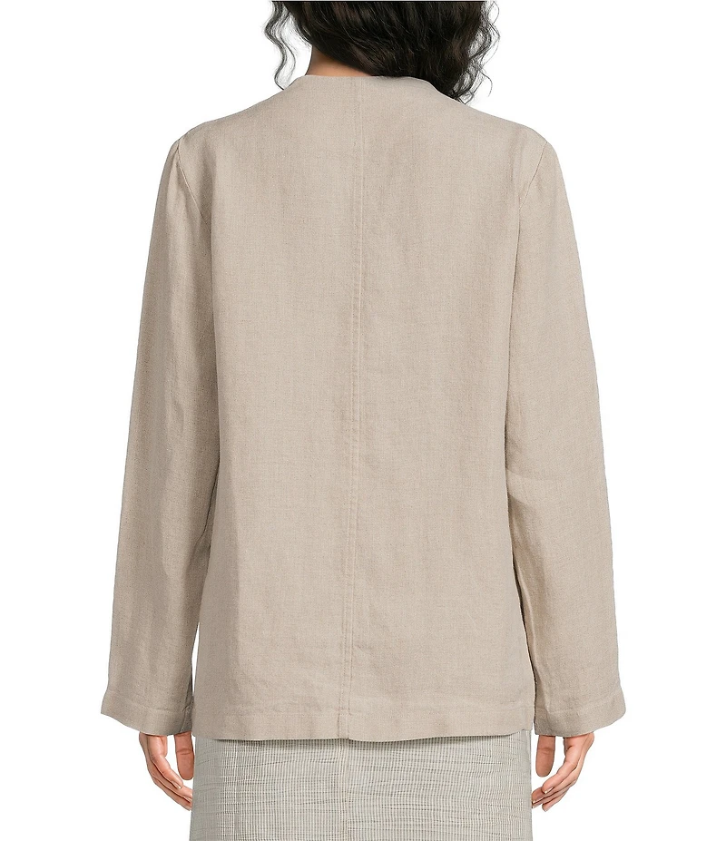 Eileen Fisher Oragnic Linen V-Neck Long Sleeve Wrap Cut-Away Jacket