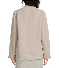 Eileen Fisher Oragnic Linen V-Neck Long Sleeve Wrap Cut-Away Jacket