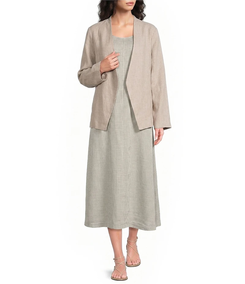 Eileen Fisher Oragnic Linen V-Neck Long Sleeve Wrap Cut-Away Jacket