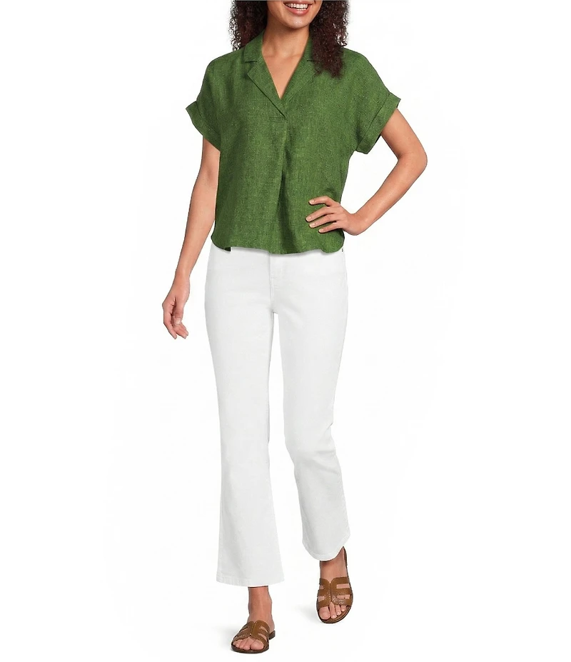 Eileen Fisher Organic Coton Blend Stretch Mid Rise Denim Slim Ankle Kick Jeans