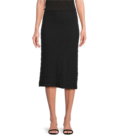 Eileen Fisher Organic Cotton Blend Bubble Jacquard Straight Midi Skirt