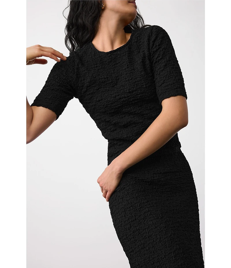 Eileen Fisher Organic Cotton Blend Bubble Jacquard Straight Midi Skirt