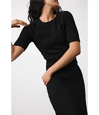 Eileen Fisher Organic Cotton Blend Bubble Jacquard Straight Midi Skirt