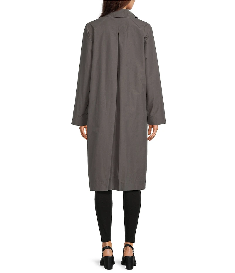 Eileen Fisher Organic Cotton Blend Classic Collar Long Raglan Sleeve Coat