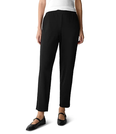 Eileen Fisher Organic Cotton Blend Coordinating Brushed Terry Pull-On Ankle Straight Leg Pants