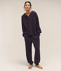 Eileen Fisher Organic Cotton Blend Coordinating Double Waffle Knit Elastic Waist Joggers