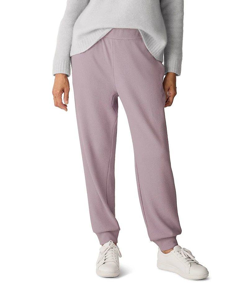 Eileen Fisher Organic Cotton Blend Coordinating Double Waffle Knit Elastic Waist Joggers