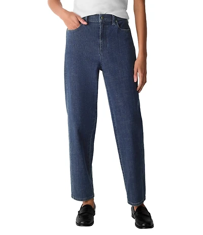Eileen Fisher Organic Cotton Blend Denim Lantern Ankle Straight Leg Jeans
