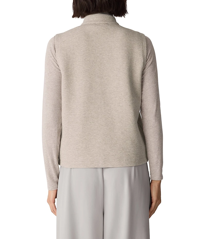 Eileen Fisher Organic Cotton Blend Double Knit High Neck Sleeveless Zip Front Vest