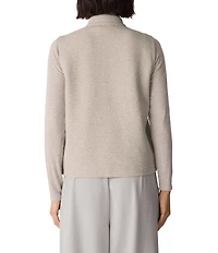 Eileen Fisher Organic Cotton Blend Double Knit High Neck Sleeveless Zip Front Vest