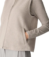 Eileen Fisher Organic Cotton Blend Double Knit High Neck Sleeveless Zip Front Vest