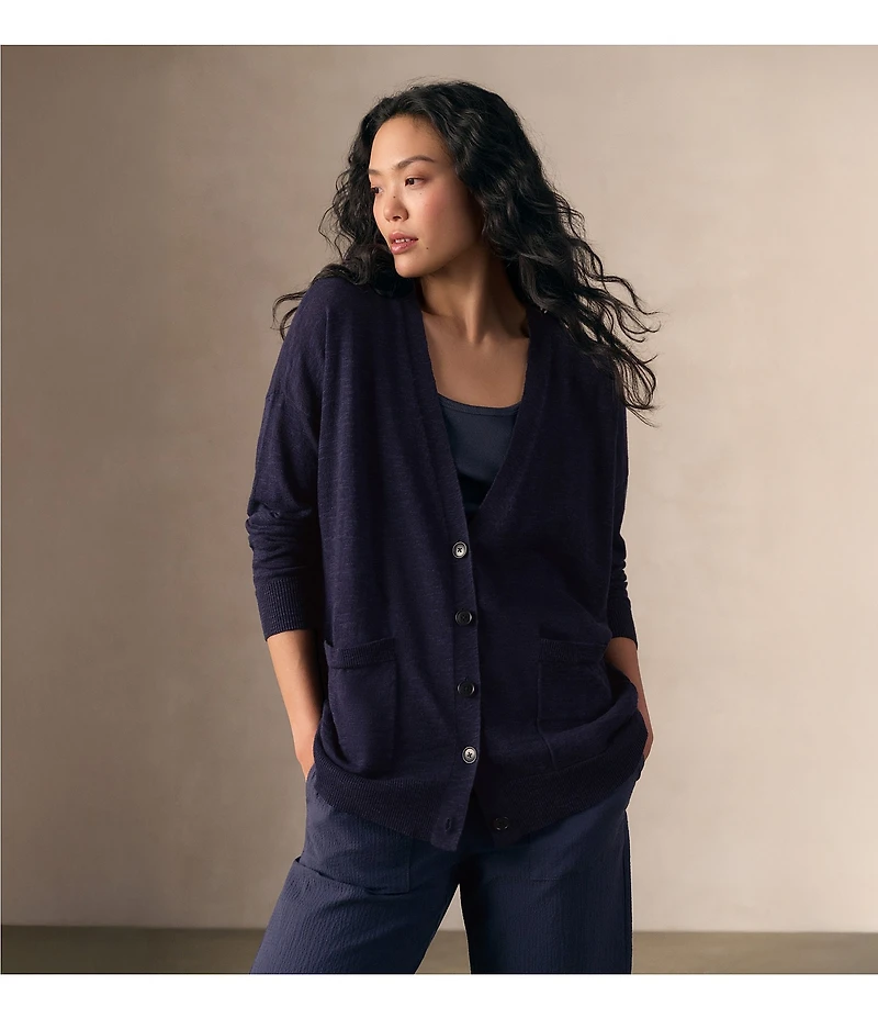Eileen Fisher Organic Cotton Blend Elastic Waist Straight Leg Pants