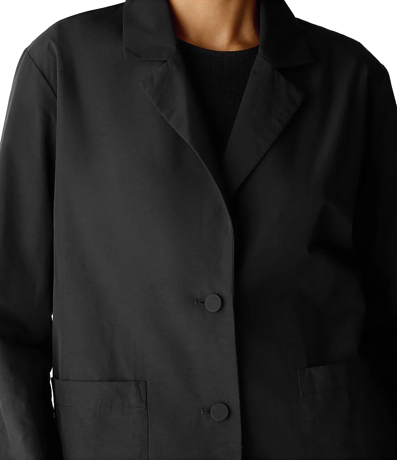 Eileen Fisher Organic Cotton Blend Notch Lapel Long Sleeve Button Front Blazer