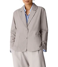 Eileen Fisher Organic Cotton Blend Notch Lapel Long Sleeve Button Front Blazer