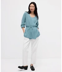 Eileen Fisher Organic Cotton Blend Ribbed Knit V-Neck Long Sleeve Wrap Cardigan