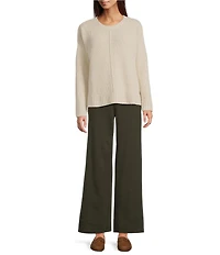 Eileen Fisher Organic Cotton Blend Round Neck Long Sleeve Sweater