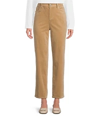 Eileen Fisher Organic Cotton Blend Stretch Corduroy High Waisted Straight Ankle Jeans