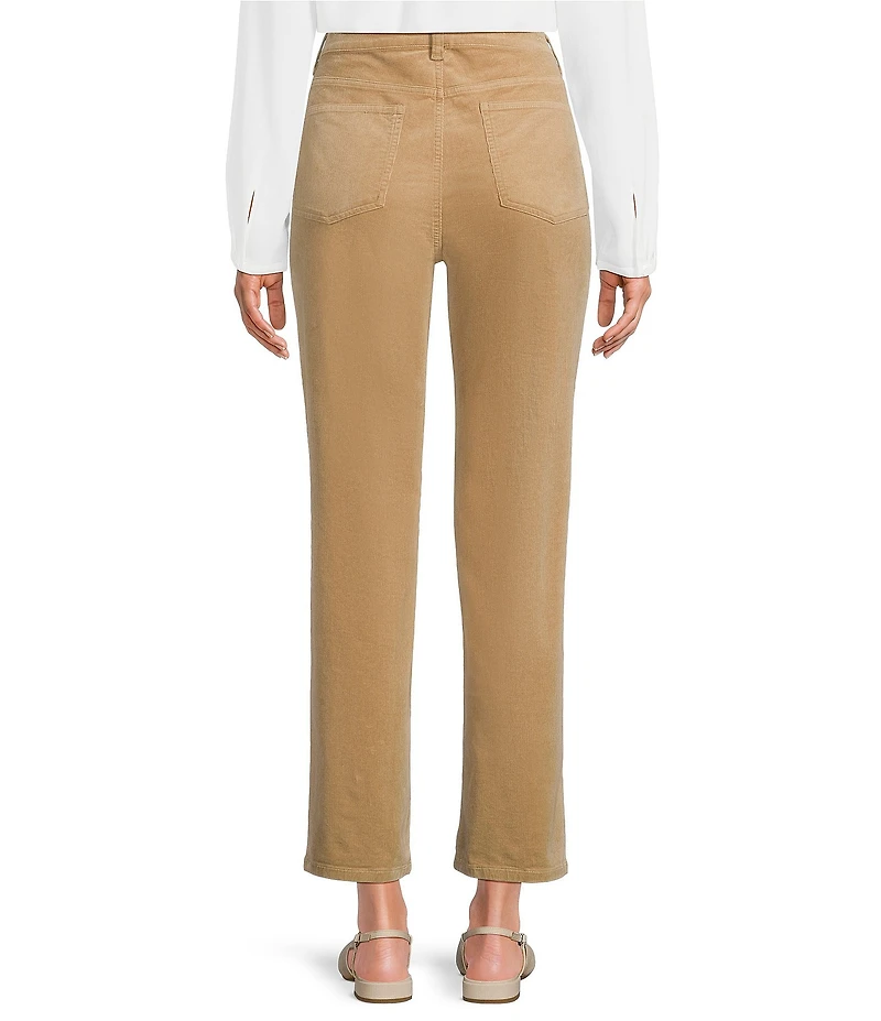 Eileen Fisher Organic Cotton Blend Stretch Corduroy High Waisted Straight Ankle Jeans