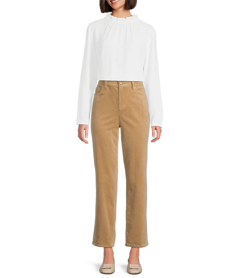 Eileen Fisher Organic Cotton Blend Stretch Corduroy High Waisted Straight Ankle Jeans