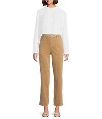 Eileen Fisher Organic Cotton Blend Stretch Corduroy High Waisted Straight Ankle Jeans