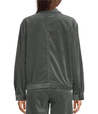 Eileen Fisher Organic Cotton Blend Stretch Corduroy Point Collar Long Sleeve Jacket