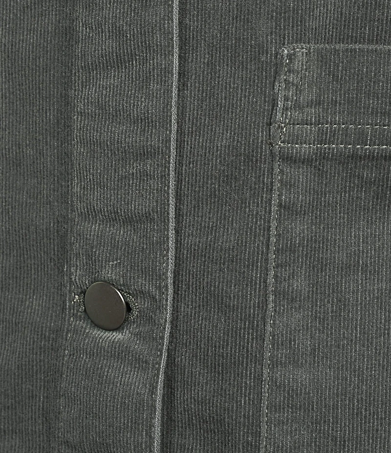 Eileen Fisher Organic Cotton Blend Stretch Corduroy Point Collar Long Sleeve Jacket