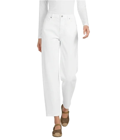 Eileen Fisher Organic Cotton Blend Stretch Denim Mid Rise Lantern Ankle Jeans