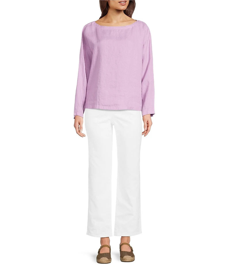 Eileen Fisher Organic Cotton Blend Stretch Denim Straight Ankle Jeans