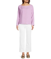 Eileen Fisher Organic Cotton Blend Stretch Denim Straight Ankle Jeans