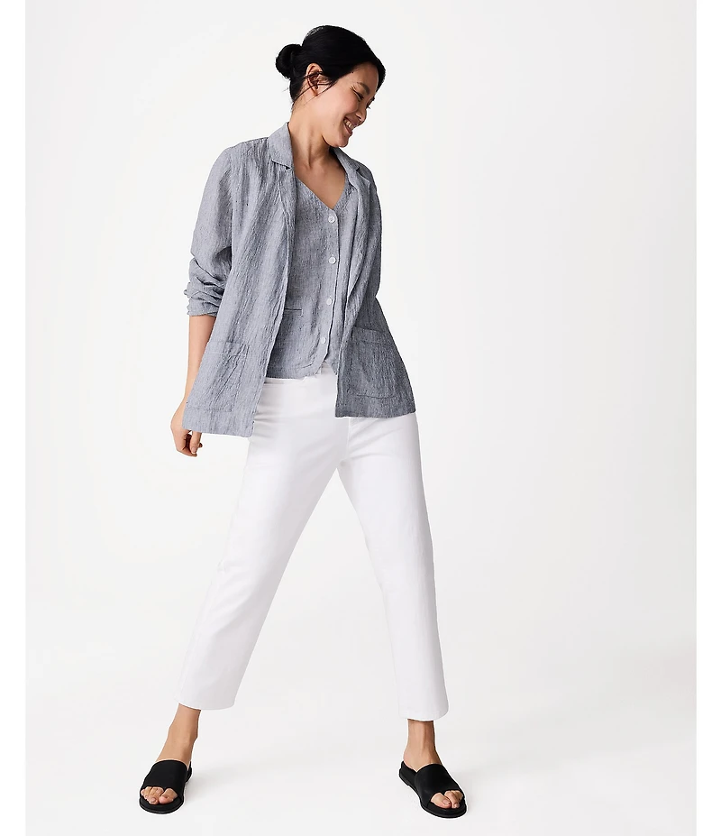 Eileen Fisher Organic Cotton Blend Stretch Denim Straight Cropped Jeans