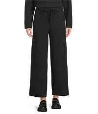 Eileen Fisher Organic Cotton Blend Waffle Double Knit Coordinating Drawstring Wide Ankle Pants