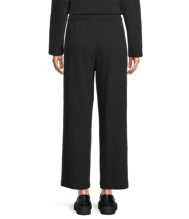 Eileen Fisher Organic Cotton Blend Waffle Double Knit Coordinating Drawstring Wide Ankle Pants