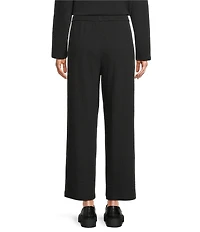 Eileen Fisher Organic Cotton Blend Waffle Double Knit Coordinating Drawstring Wide Ankle Pants