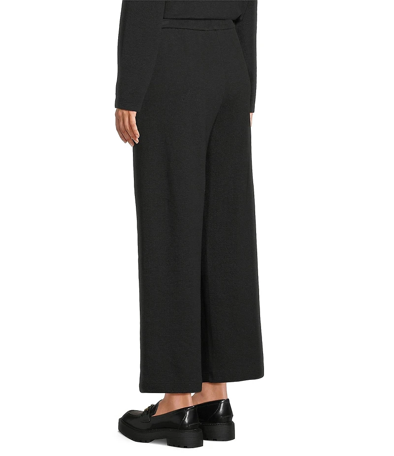 Eileen Fisher Organic Cotton Blend Waffle Double Knit Coordinating Drawstring Wide Ankle Pants